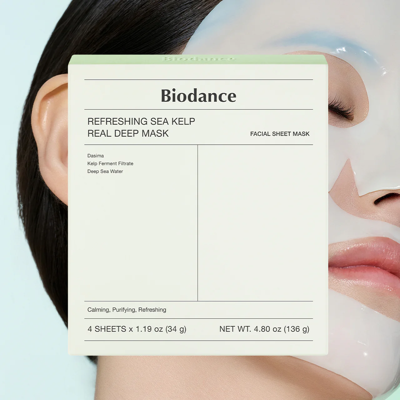 Lot de 4 masques profonds rafraîchissants aux algues marines Biodance
