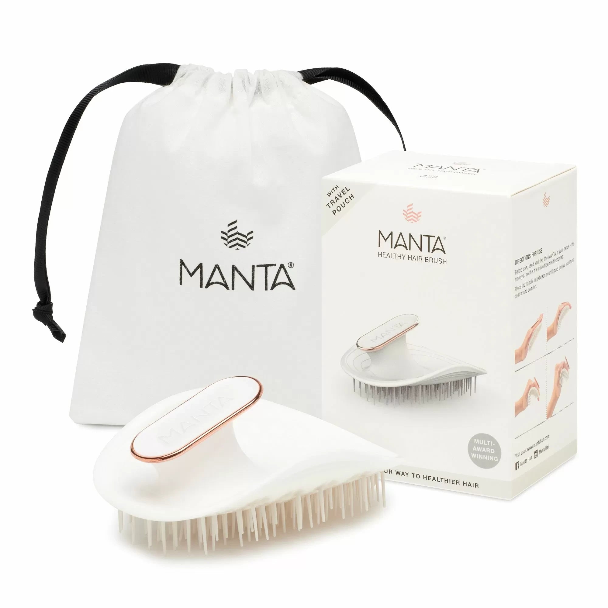 Manta Healthy Hair Brush - Blanc/Or rose
